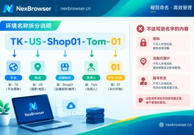 几十个浏览器环境怎么命名和分组：命名公式、分组维度与整理顺序